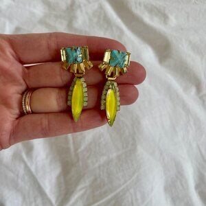 Elizabeth Cole yellow and turquoise drop earrings